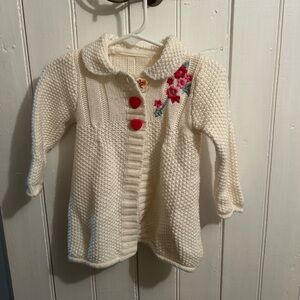 (3/$20) George 12/18m white & pink floral knit button down cardigan